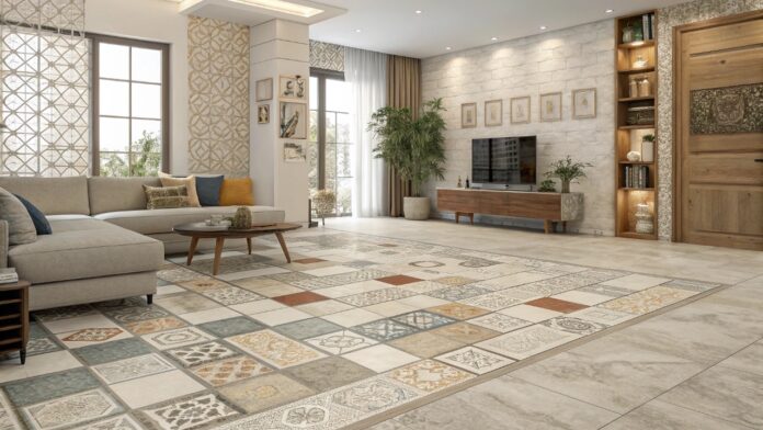 Керамическая плитка и керамогранит в интерьере гостиной: тренды и сочетания