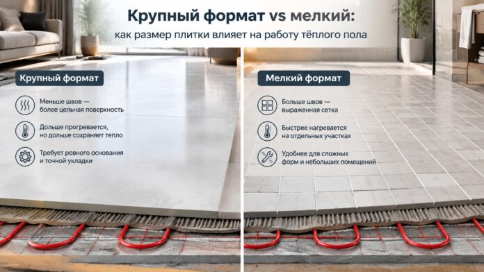 Крупный формат vs мелкий: как размер плитки влияет на работу тёплого пола